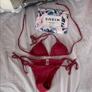 Shein Maroon Triangle Bikini